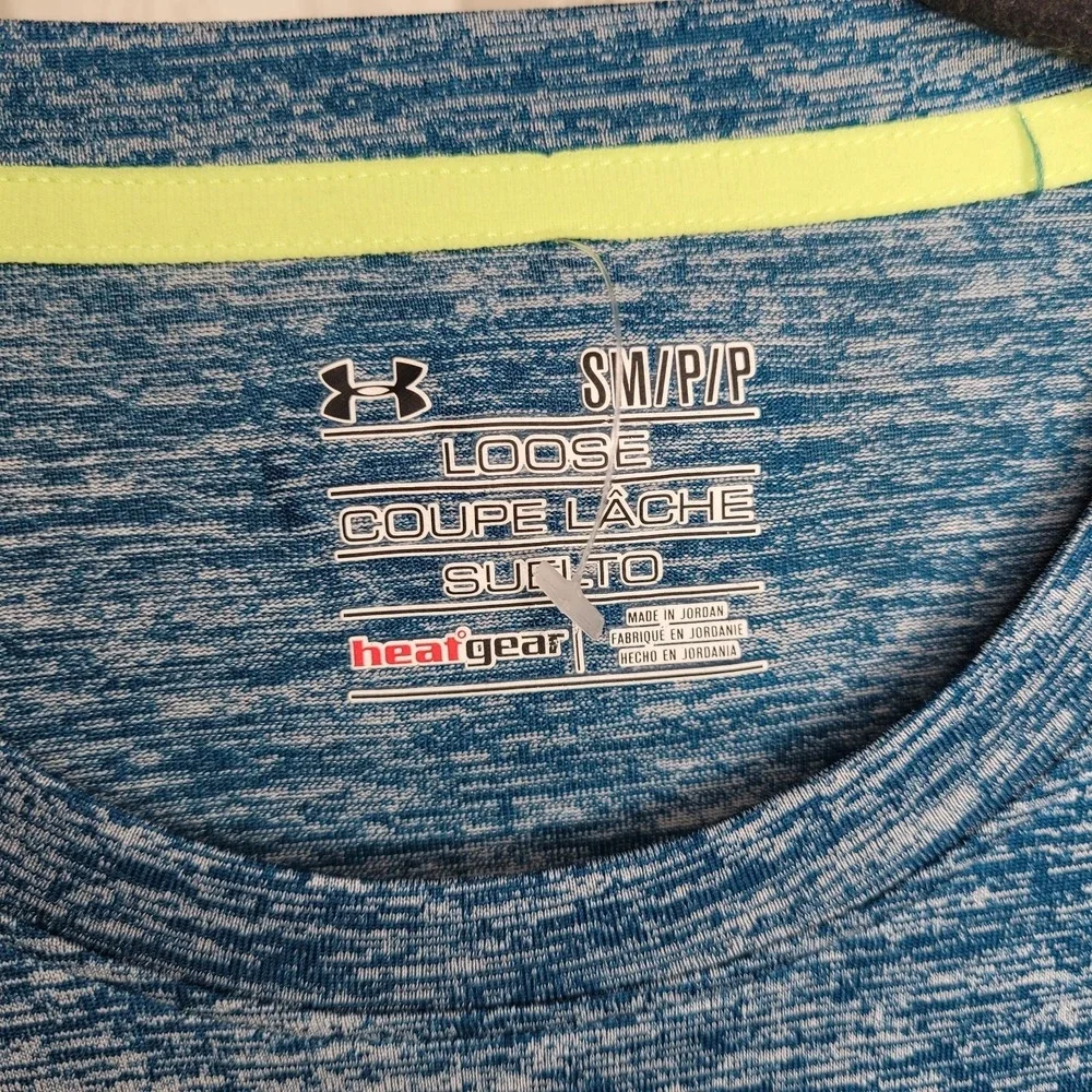 Under Armour Fishing Long Sleeve Heat Gear Shirt Blue/Green Mens Sz Small Vented